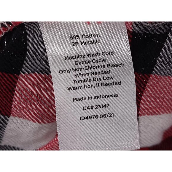 Talbots Button Up Shirt Women’s Size  Mp Red Black White Buffalo Check w/Silver - Picture 8 of 10